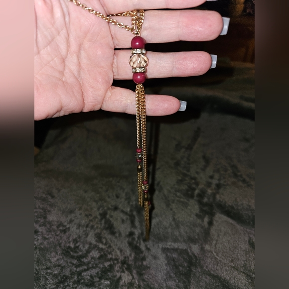 Gold and Red Statement Necklace EUC - Picture 4 of 5